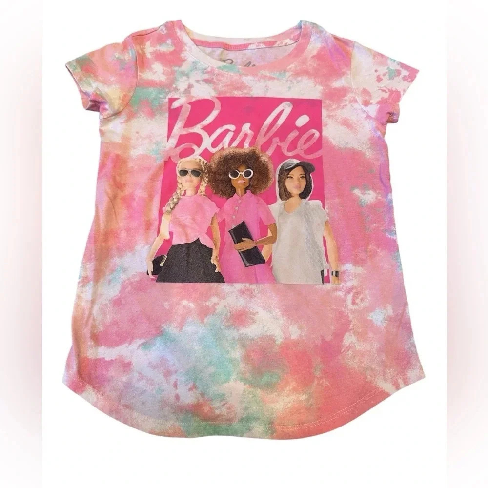 Barbie Fashion Dolls Tie Dye Y2K Graphic Baby Tee Youth L 10/12